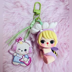Pastel Flower Fairy Keychain Charm - Pink, Purple & Yellow